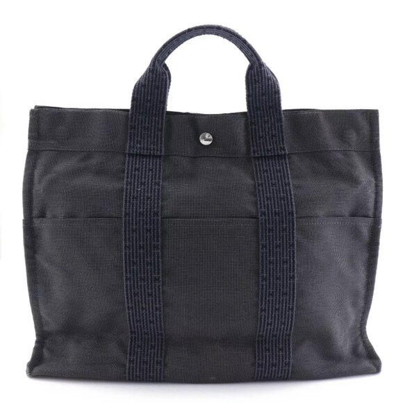 HERMES Herline ToteMM Handbag gray Nylon canvas unisex - Picture 1 of 10